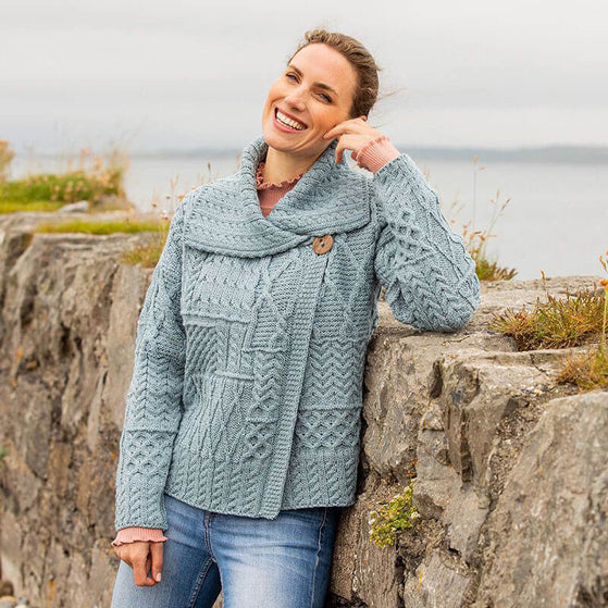 Women's One Button Aran Cardigan