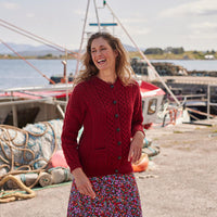 Womens Traditional Cable Knit Aran Cardigan