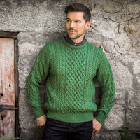 Men's Traditional Crew Neck Aran Sweater
