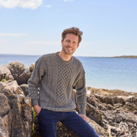 Men's Traditional Crew Neck Aran Sweater
