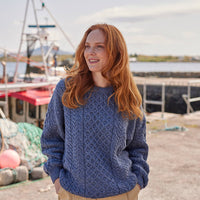 Women's Traditional Crew Neck Aran Sweater