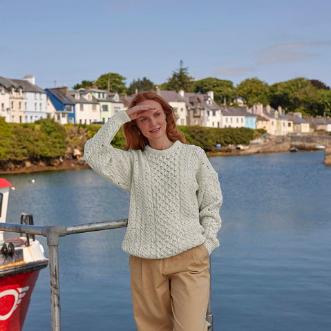 Women's Traditional Crew Neck Aran Sweater