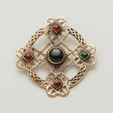 Carnelian, Onyx and Green Agate Celtic Brooch