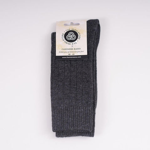 A set of men's cashmere blend socks in beige, brown, and black colors, displayed with a 'Cashmere' brand tag.