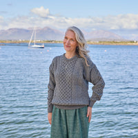 Women's Traditional Crew Neck Aran Sweater