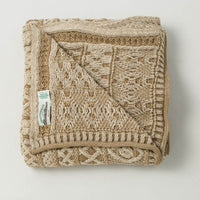 Irish Home Decor - Celtic Two Tone Aran Throw Blanket folded neatly on a plain white background. 