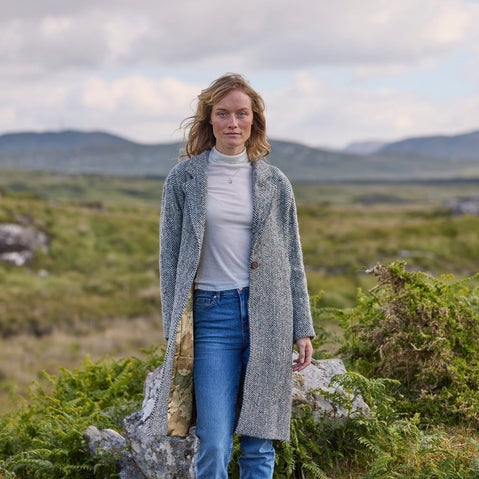 Women's Herringbone Tweed Coat