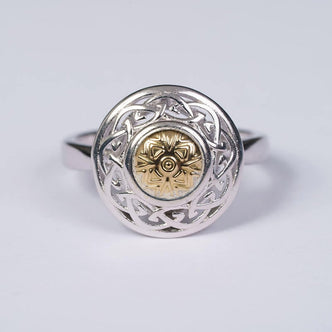 Celtic Knot Ring with 18K Gold Bead