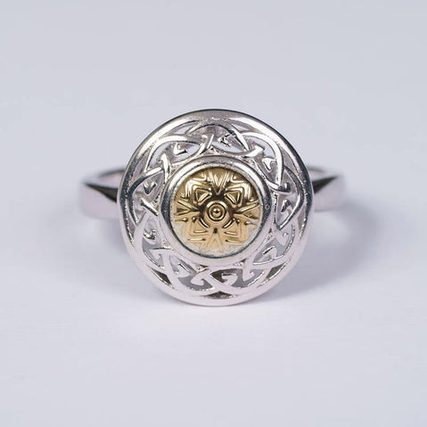 Celtic Knot Ring with 18K Gold Bead