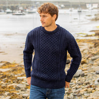 Men's Traditional Crew Neck Aran Sweater