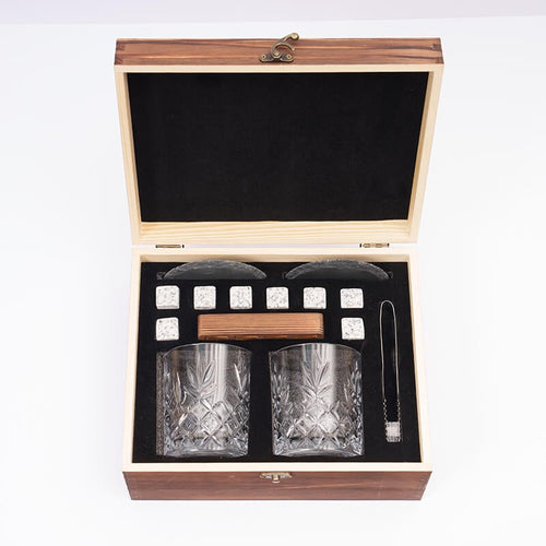Galway Crystal Renmore Wooden Whiskey Gift Set