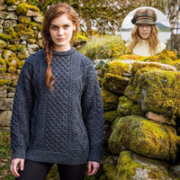 Women's Irish Heritage Set: Fisherman Sweater & Wool Newsboy Cap