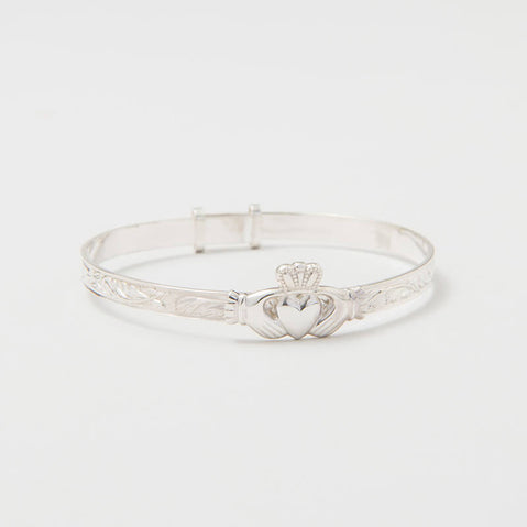 Claddagh Sterling Silver Irish Baby Bangle