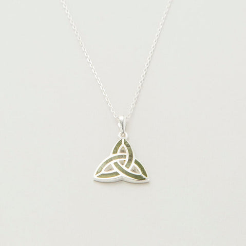 Trinity Knot Connemara Marble Cross Pendant