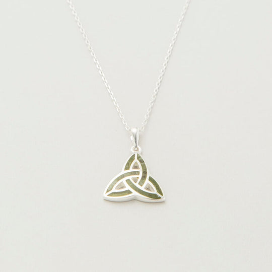 Trinity Knot Connemara Marble Cross Pendant