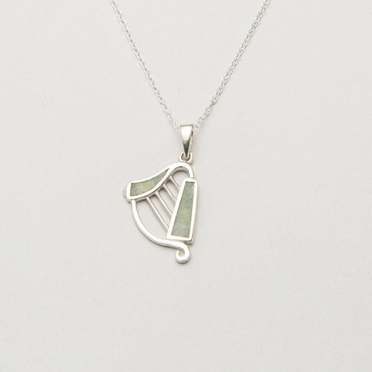 Connemara Marble Sterling Silver Harp Pendant