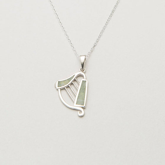 Connemara Marble Sterling Silver Harp Pendant