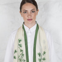 Cream & Green Shamrock Silk Scarf