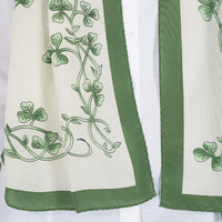 Cream & Green Shamrock Silk Scarf