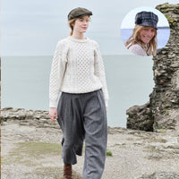 Women's Irish Heritage Set: Fisherman Sweater & Wool Newsboy Cap