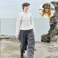 Women's Irish Heritage Set: Fisherman Sweater & Wool Newsboy Cap