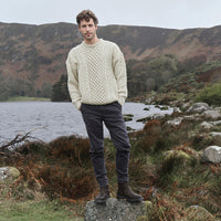 Men's Traditional Crew Neck Aran Sweater