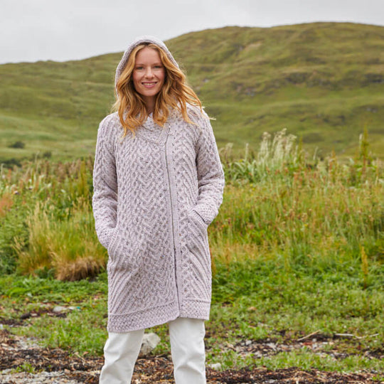 Claddagh-Aran-Reißverschlussjacke für Damen