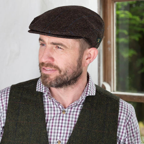 Brown/Blue Herringbone Irish Flat Cap