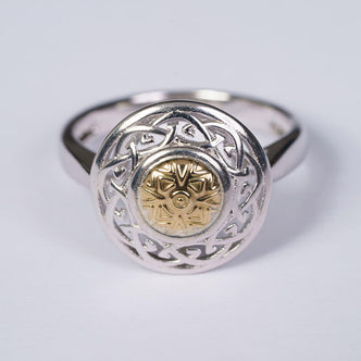 Celtic Knot Ring with 18K Gold Bead