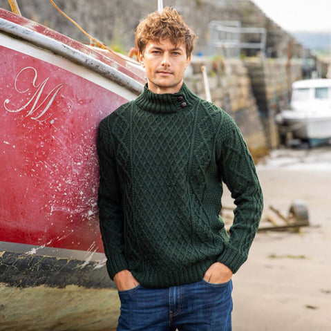 Men's Classic Fisherman Button-Mock Sweater