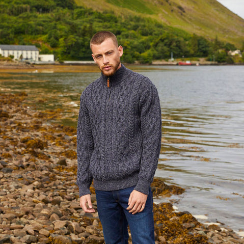 Men's Signature Half Zip Irish Wool Sweater