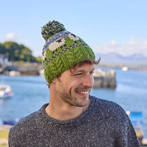 Blue/Green Sheep Bobble Hat