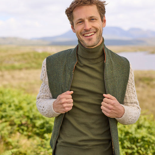 Aran-Ärmel Tweed-Jacke