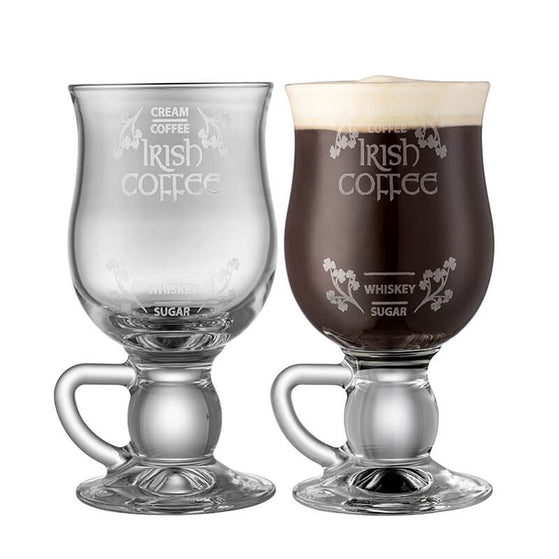 Galway Crystal Pair Of Irish Coffee Recipe Glasses 