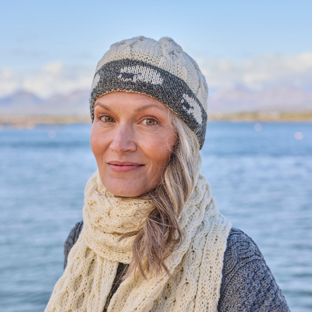 Women's Aran Sheep Hat at The Irish Store