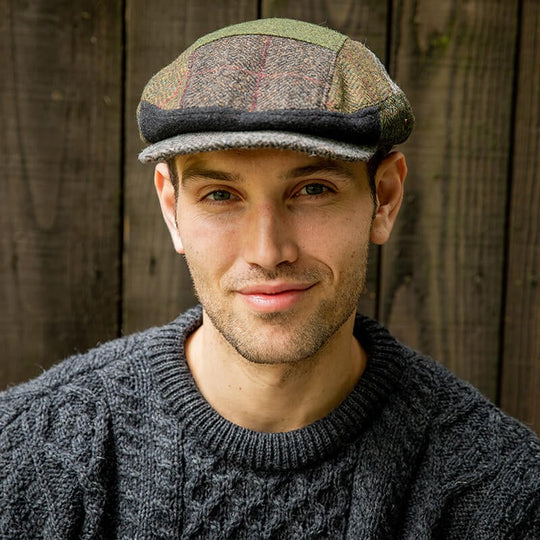 Green/Brown Kerry Patchwork Flat Cap