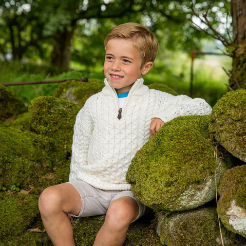 Boys Half-Zip Aran Sweater