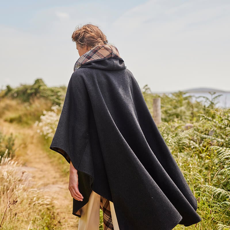 Classic Charcoal Irish Wool Walking Cape - The Irish Store