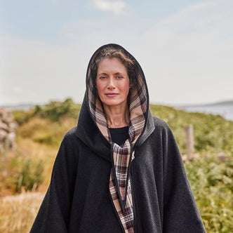 Classic Charcoal Irish Wool Walking Cape