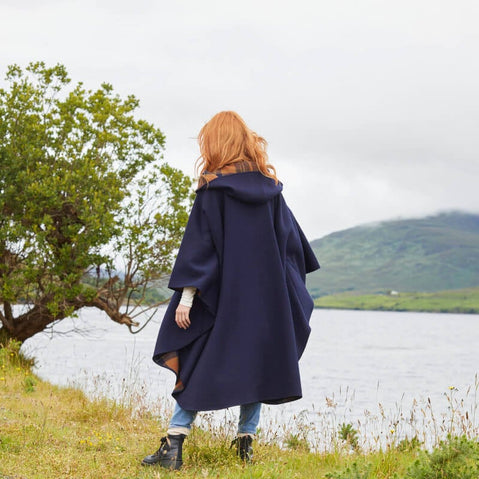 Irish Wool Country Walking Cape - Navy