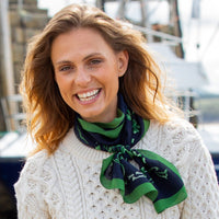 Navy & Green Shamrock Silk Scarf