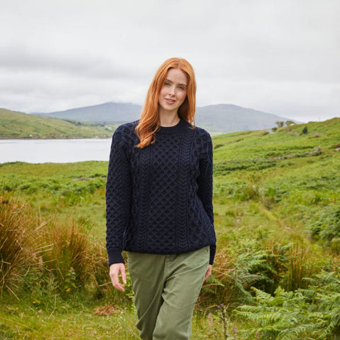 Women's Crew Neck Irish Wool Classic Sweater
