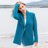 Womens Adare One Button Aran Cardigan
