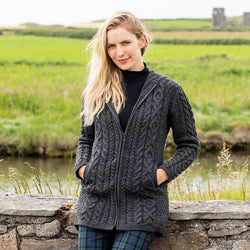 The Gweebarra Aran Hooded Cardigan