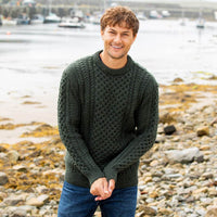 Men's Traditional Crew Neck Aran Sweater
