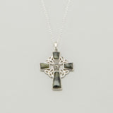 Marcasite & Connemara Marble Celtic Cross