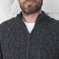 Men's Aran Zip Cardigan