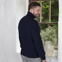 Men's Rollneck Navy Fisherman Irish Sweater
