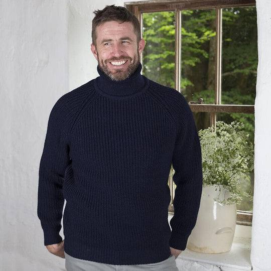 Mens Rollneck Fisherman Irish Sweater