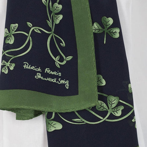 Navy & Green Shamrock Silk Scarf